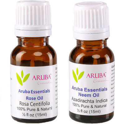 

Aruba Essentials 100% Undiluted Rose Oil & Neem Oilfor Face, Skin & Hair 15 ml Each Total 30 ml(30 ml)