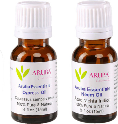 

Aruba Essentials 100% Undiluted Cypress Oil & Neem Oilfor Face, Skin & Hair 15 ml Each Total 30 ml(30 ml)