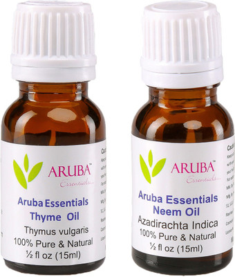 

Aruba Essentials 100% Undiluted Thyme Oil & Neem Oilfor Face, Skin & Hair 15 ml Each Total 30 ml(30 ml)