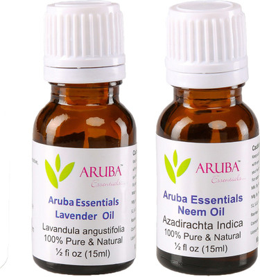 

Aruba Essentials 100% Undiluted Lavender Oil & Neem Oilfor Face, Skin & Hair 15 ml Each Total 30 ml(30 ml)