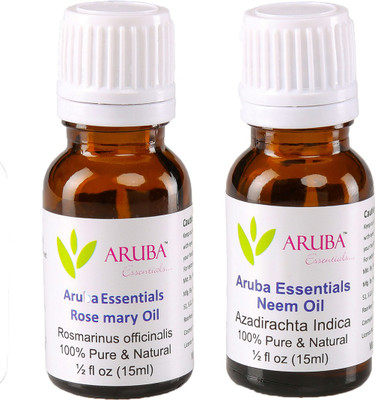 

Aruba Essentials 100% Undiluted Rosemary Oil & Neem Oilfor Face, Skin & Hair 15 ml Each Total 30 ml(30 ml)