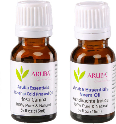

Aruba Essentials 100% Undiluted Rosehip Cold Pressed Oil & Neem Oilfor Face, Skin & Hair 15 ml Each Total 30 ml(30 ml)