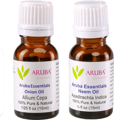 

Aruba Essentials 100% Undiluted Onion Oil & Neem Oilfor Face, Skin & Hair 15 ml Each Total 30 ml(30 ml)
