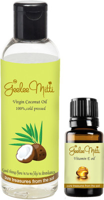 

Geeleemitti Coconut Carrier Oil + Pure Vitamin E Oil to be diluted for Hair, Skin and Face(110 ml)