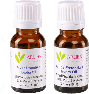 

Aruba Essentials 100% Undiluted Jojoba Oil & Neem Oilfor Face, Skin & Hair 15 ml Each Total 30 ml(30 ml)