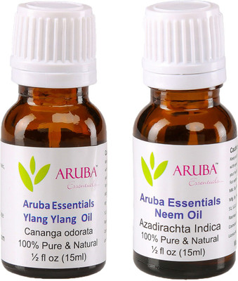 

Aruba Essentials 100% Undiluted Ylang Ylang Oil & Neem Oilfor Face, Skin & Hair 15 ml Each Total 30 ml(30 ml)