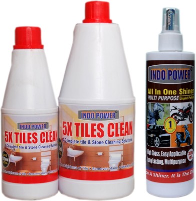 INDOPOWER TILES CLEANER (1ltr.+500ml)+ALL IN-ONE MULTI-PURPOSE SHINER 200ml. ROSE(3 x 566.67 ml)