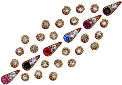 

beauty gold designer Round bindi for beautiful lady & girl forehead, nails Multicolor Bindis(mugli marathi, bengali bindi, Bollywood style)