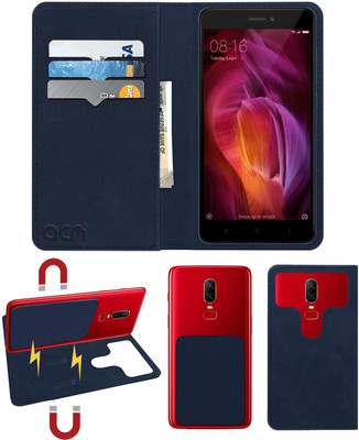 ACM Flip Cover for Mi Redmi Note 4(Blue, Cases with Holder, Pack of: 1)