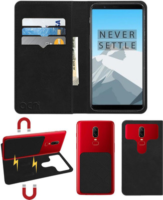 ACM Flip Cover for OnePlus 5T(Black, Cases with Holder, Pack of: 1)