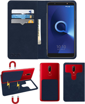 ACM Flip Cover for Alcatel 3x(Blue, Cases with Holder, Pack of: 1)