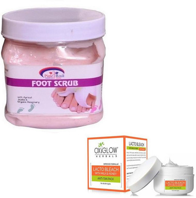 

Pink Root FOOT SCRUB 500GM WITH OXYGLOW LACTO BLEACH 50GM(Set of 2)