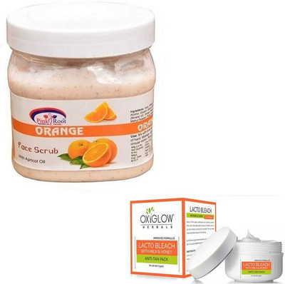 

Pink Root ORANGE SCRUB 500GM WITH LACTO BLEACH 50GM(Set of 2)