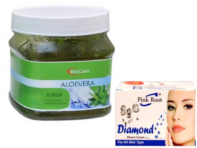 

Pink Root DIAMOND BLEACH 43G WITH ALOEVERA SCRUB 500GM(Set of 2)