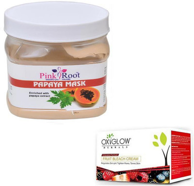 

Pink Root PAPAYA MASK 500GM WITH OXYGLOW FRUIT BLEACH 50GM(Set of 2)