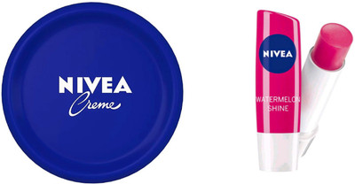 

Nivea Creme (200 ML) & Shine Caring Lip Balm Watermelon(Set of 2)