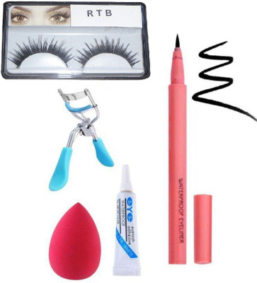 RTB Pen Liquid Eyeliner,Beauty , Curler, Glue,False Eyelashes Pack of 5(Set of 5)