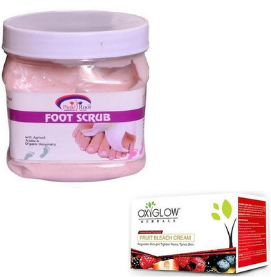 

Pink Root FOOT SCRUB 500GM WITH OXYGLOW FRUIT BLEACH 50GM(Set of 2)