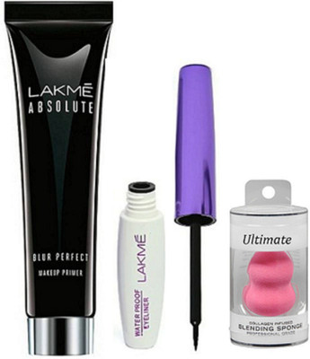 

Ultimate Sponge Puff, Lakme Absolute Blur Prefect Primer, Lakme 9to5 Waterproof Eyeliner(Set of 3)