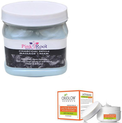 

Pink Root CHARCOAL CREAM 500GM WITH OXYGLOW LACTO BLEACH 50GM(Set of 2)