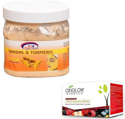 

Pink Root SANDAL MASK 500GM WITH OXYGLOW FRUIT BLEACH 50GM(Set of 2)