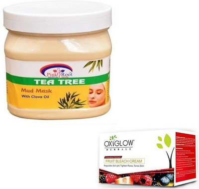 

Pink Root TEA TREE MASK 500GM WITH OXYGLOW FRUIT BLEACH 50GM(Set of 2)
