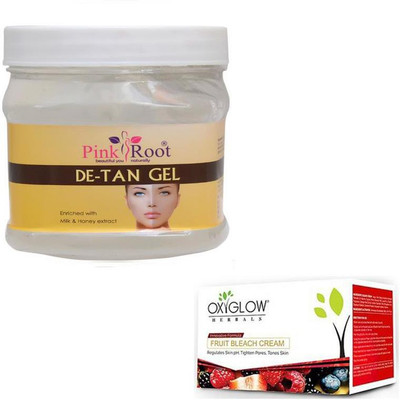 

Pink Root DE-TAN GEL 500GM WITH OXYGLOW FRUIT BLEACH 50GM(Set of 2)