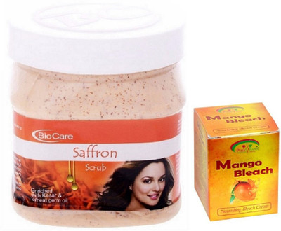 Pink Root MANGO BLEACH 43G WITH SAFFRON SCRUB 500GM(Set of 2)