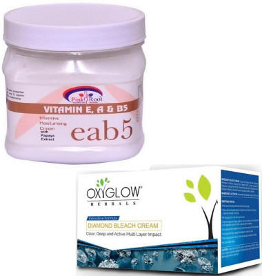 

Pink Root VITAMIN EAB5 CREAM 500GM WITH OXYGLOW DIAMOND BLEACH 50GM(Set of 2)