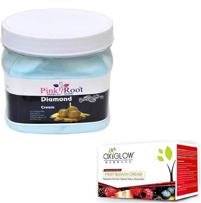 

Pink Root DIAMOND CREAM 500GM WITH OXYGLOW FRUIT BLEACH 50GM(Set of 2)