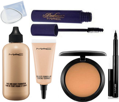 

importedd Silicon Puff & Face And Body Foundation, Compect, Pen Eyeliner, Select Cover-Up concealer & Mascara(Set of 6)