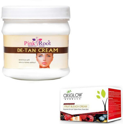 

Pink Root DE-TAN CREAM 500GM WITH OXYGLOW FRUIT BLEACH 50GM(Set of 2)