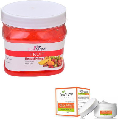 

Pink Root FRUIT GEL 500GM WITH OXYGLOW LACTO BLEACH 50GM(Set of 2)