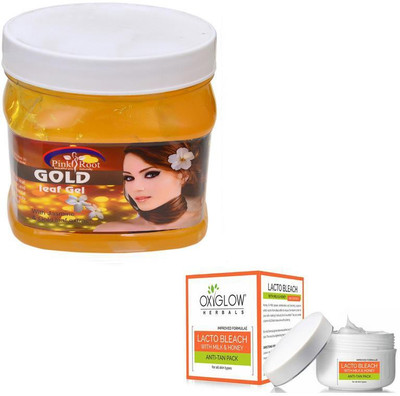 

Pink Root GOLD GEL 500GM WITH OXYGLOW LACTO BLEACH 50GM(Set of 2)