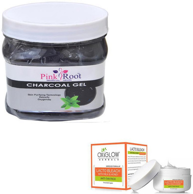 

Pink Root CHARCOAL GEL 500GM WITH OXYGLOW LACTO BLEACH 50GM(Set of 2)