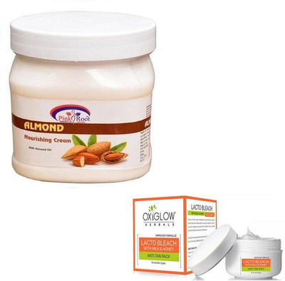 

Pink Root ALMOND CREAM 500GM WITH OXYGLOW LACTO BLEACH 50GM(Set of 2)