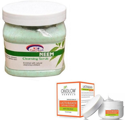 

Pink Root NEEM SCRUB 500GM WITH LACTO BLEACH 50GM(Set of 2)