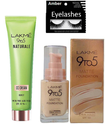 

Amber Silicon puff, Lakme 9to5 Naturale CC Cream & matte foundation(Set of 3)