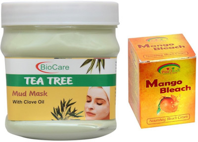 

Pink Root MANGO BLEACH 43G WITH TEA TREE MUD MASK 500G(Set of 2)