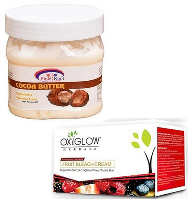 Pink Root COCOA BUTTER CREAM 500GM WITH OXYGLOW FRUIT BLEACH 50GM(Set of 2)