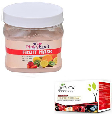 

Pink Root FRUIT MASK 500GM WITH OXYGLOW FRUIT BLEACH 50GM(Set of 2)