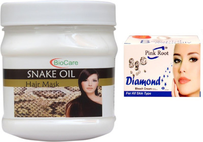 

Pink Root DIAMOND BLEACH 43G WITH SNAKE OIL HAIR MASK 500G(Set of 2)
