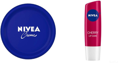 

Nivea Creme (100 ML) & Shine Caring Lip Balm Cherry(Set of 2)