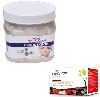 

Pink Root PEARL SCRUB 500GM WITH OXYGLOW FRUIT BLEACH 50GM(Set of 2)