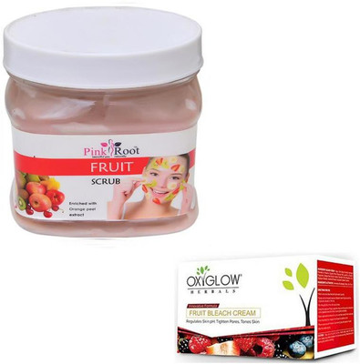 

Pink Root FRUIT SCRUB 500GM WITH OXYGLOW FRUIT BLEACH 50GM(Set of 2)