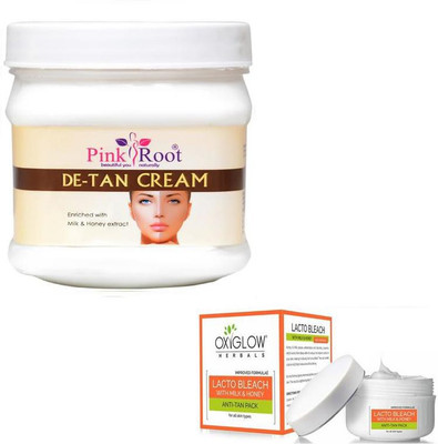 

Pink Root DE-TAN CREAM 500GM WITH LACTO BLEACH 50GM(Set of 2)