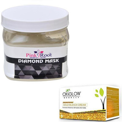 

Pink Root DIAMOND MASK 500GM WITH OXYGLOW GOLD BLEACH 50GM(Set of 2)