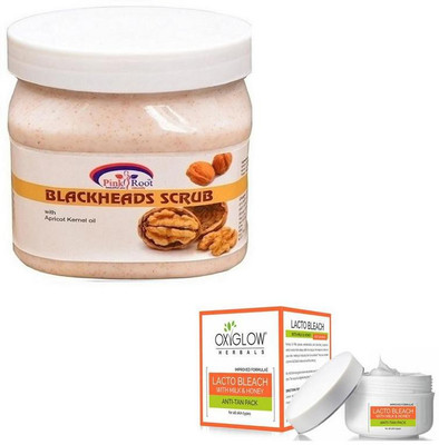 

Pink Root BLACKHEADS SCRUB 500GM WITH OXYGLOW LACTO BLEACH 50GM(Set of 2)