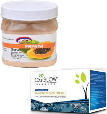 

Pink Root PAPAYA SCRUB 500GM WITH OXYGLOW DIAMOND BLEACH 50GM(Set of 2)