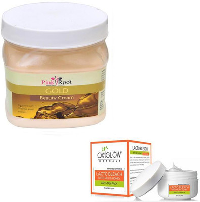 

Pink Root GOLD CREAM 500GM WITH OXYGLOW LACTO BLEACH 50GM(Set of 2)